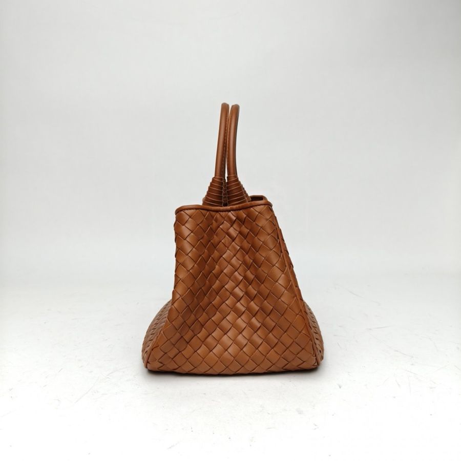 BOTTEGA VENETA 焦糖色牛皮經典編織手提包肩背包-1