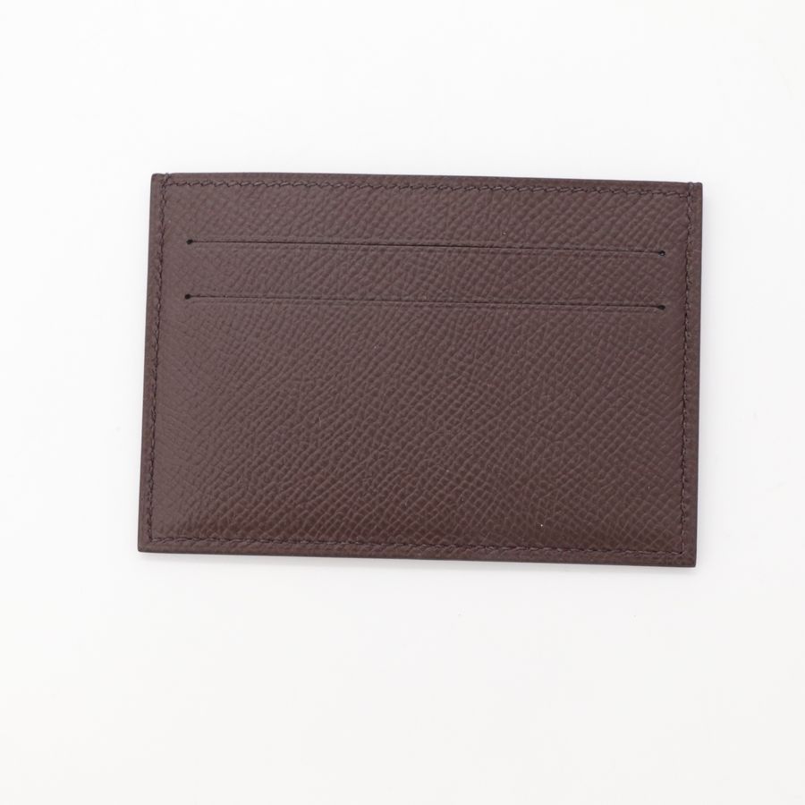 Hermès 愛馬仕 卡包 深酒紅色 U刻 絲巾內裡-3