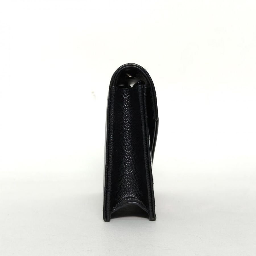 SAINT LAURENT CASSANDRA信封腋下包Woc19V紋黑色牛皮銀扣肩背包-1