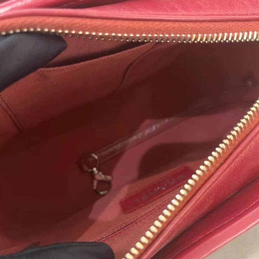 Chanel 橘色拼皮 V紋 流浪包 小號 鏈條包 肩背斜背包 20*17cm 98新配件塵袋 購證 保卡-3