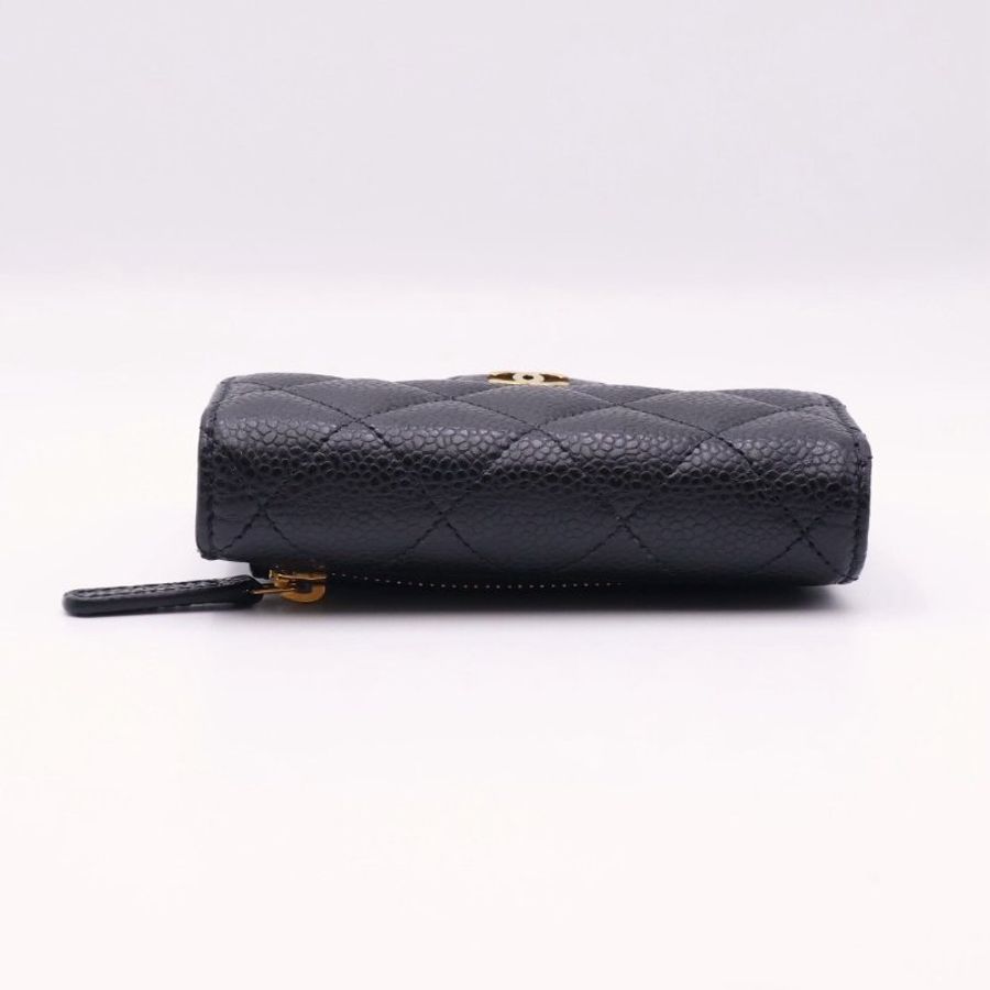 CHANEL 經典口蓋三折短夾 - 黑金-4