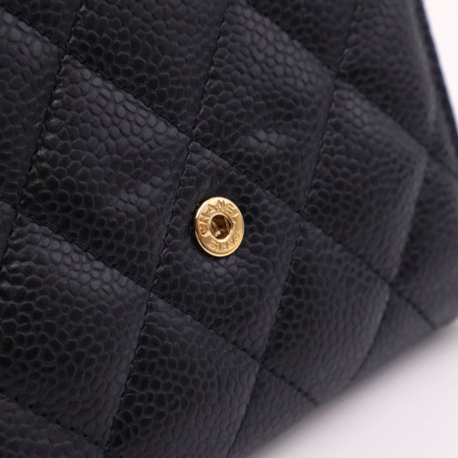 CHANEL 經典口蓋三折短夾 - 黑金-18