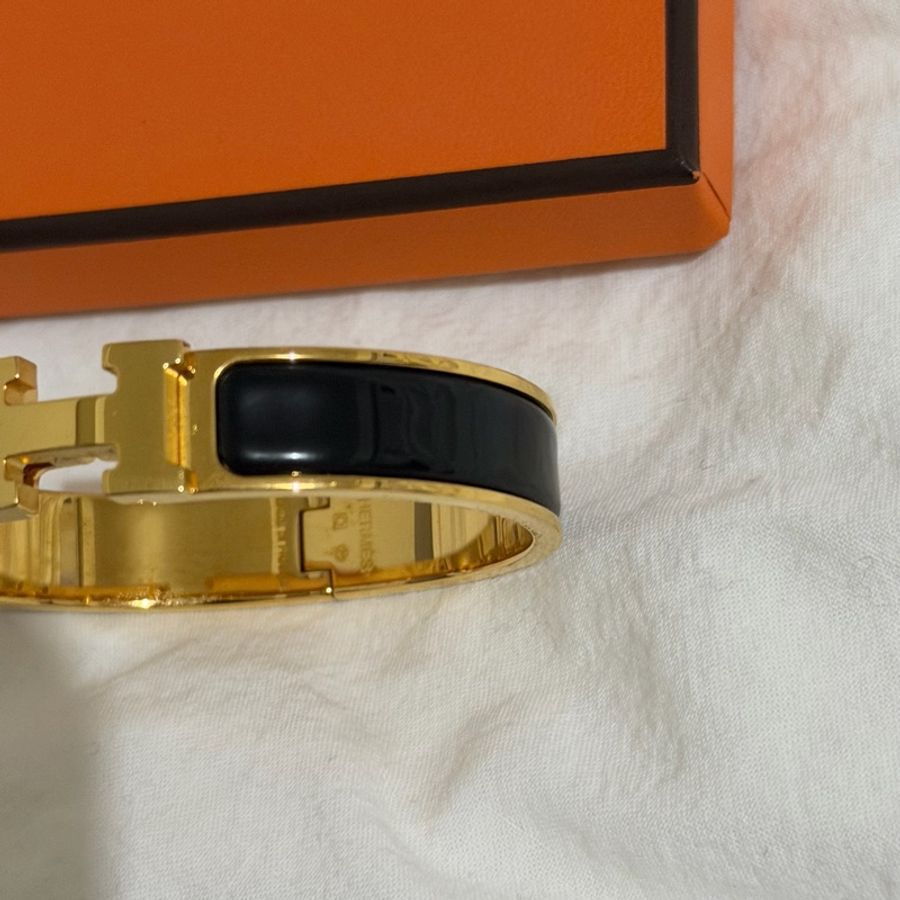愛馬仕Hermes Clic H黑金琺瑯手環-2