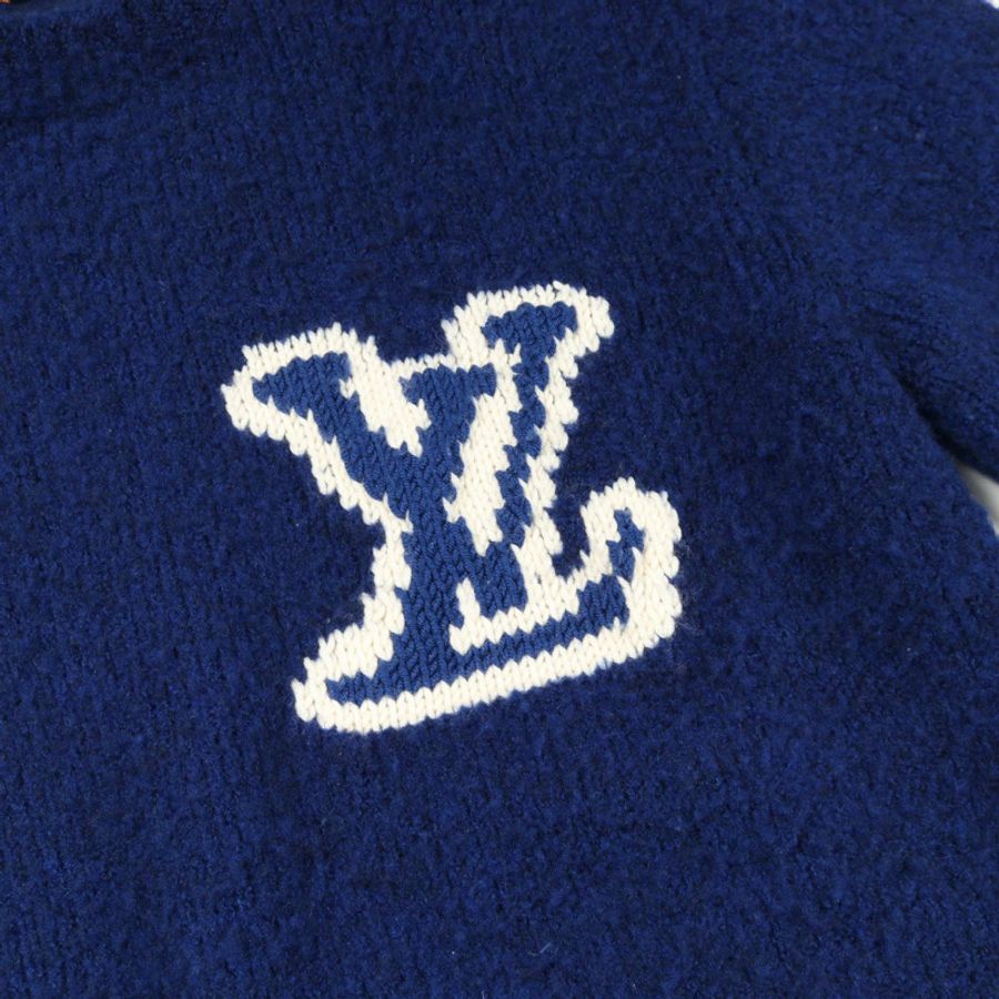 LOUIS VUITTON LV 嵌花針織毛衣 RM202M VSS HJN18W 羊毛 藍色 二手 #L-6