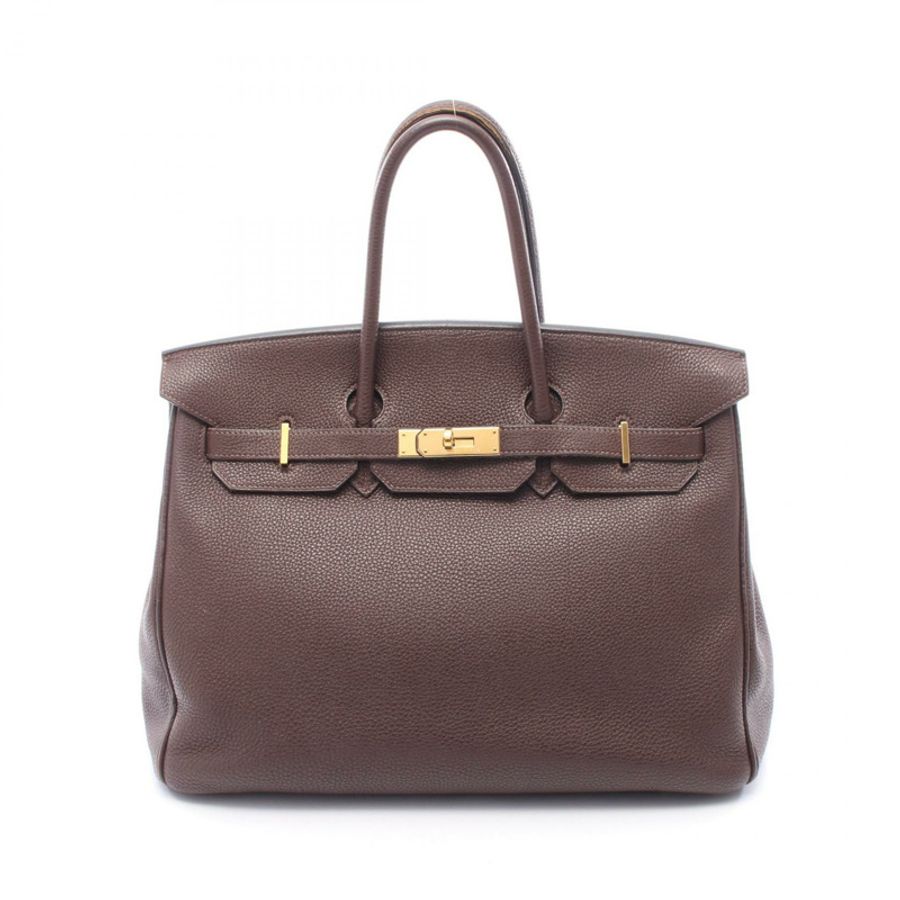 HERMES Birkin 35 手提包 Togo 皮革棕色巧克力色二手女式 GHW L-0