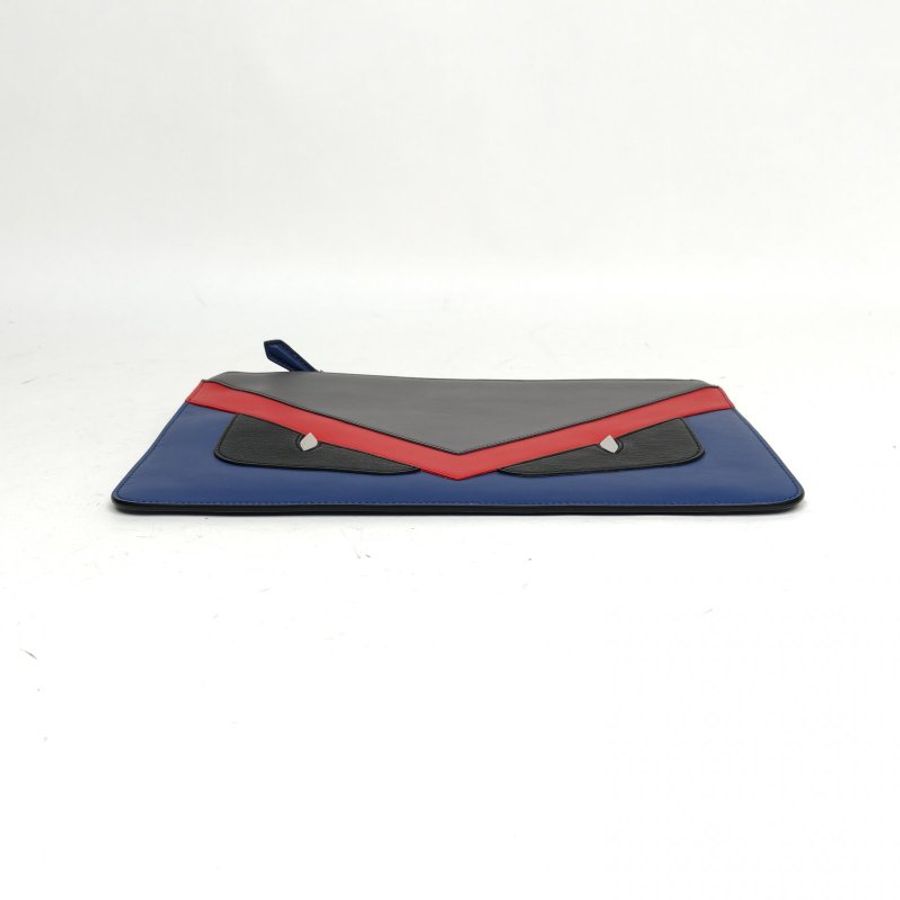 FENDI 拼色牛皮惡魔鉚釘眼睛手拿包-3