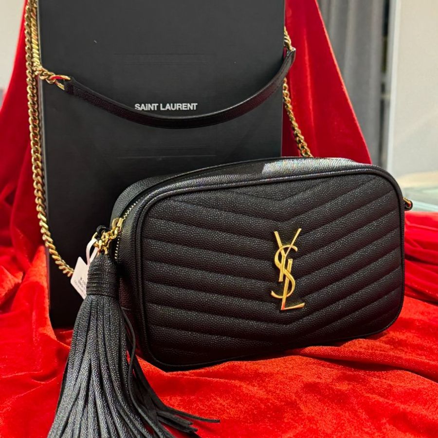 🌟 YSL Saint Laurent Kate 經典黑色小牛皮金鍊流蘇斜跨包-9