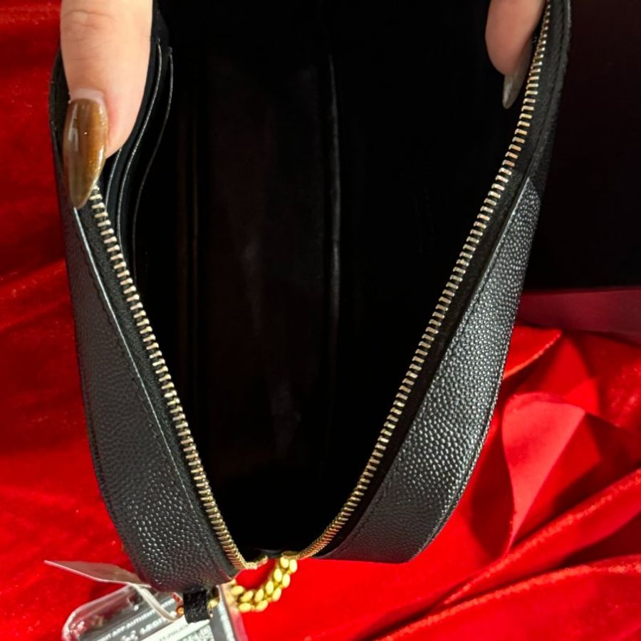 🌟 YSL Saint Laurent Kate 經典黑色小牛皮金鍊流蘇斜跨包-12
