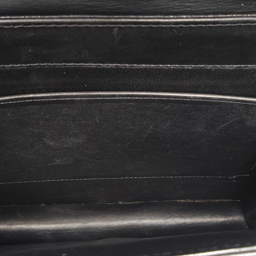 CELINE 黑色牛皮金扣中古馬車扣腋下包肩背包-5