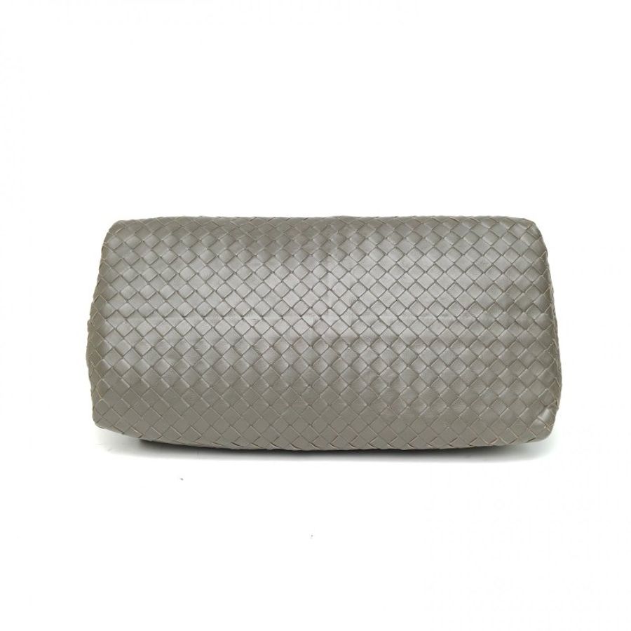 BOTTEGA VENETA 墨綠色羊皮編織手提包-3