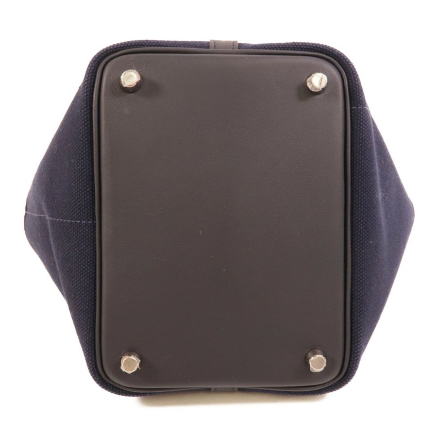 HERMES 帆布/皮革Picotin Cargo PM手挽袋Bleu Marine-3