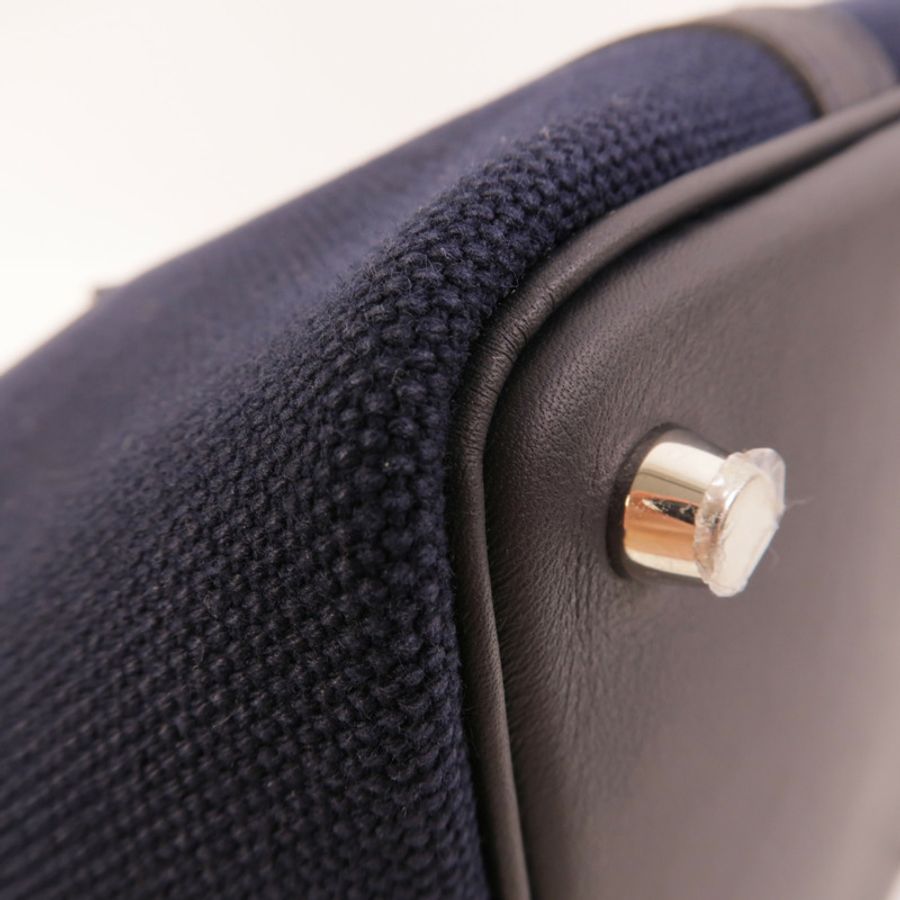 HERMES 帆布/皮革Picotin Cargo PM手挽袋Bleu Marine-12