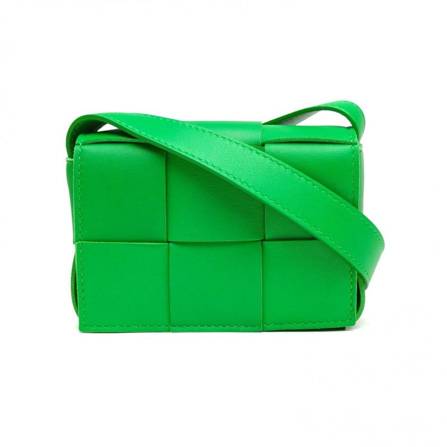 BOTTEGA VENETA CassetteMini12綠色羊皮肩背包-0