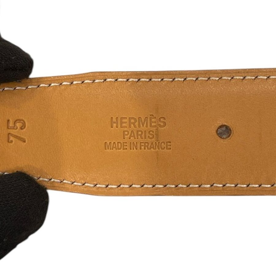 HERMES 愛馬仕 CONSTANCE BELT 38mm H皮帶 BOX皮 黑色 銀釦 SIZE:75-6