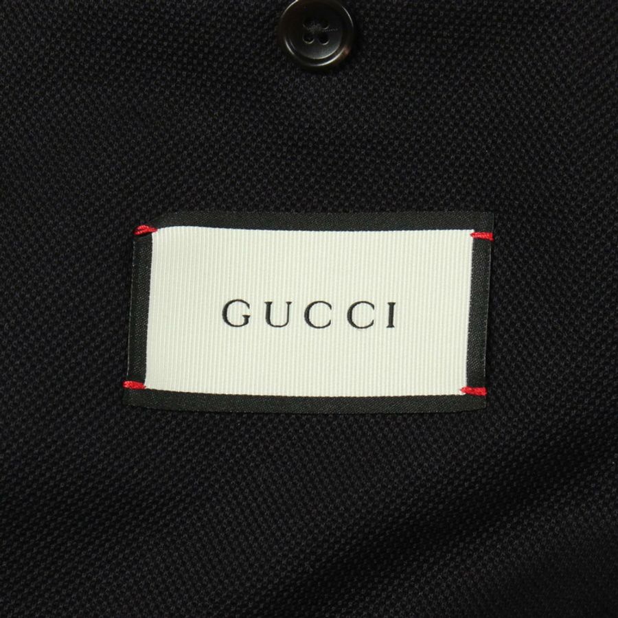 GUCCI 標誌訂製棉質夾克,黑色多色,二手男士4碼-2