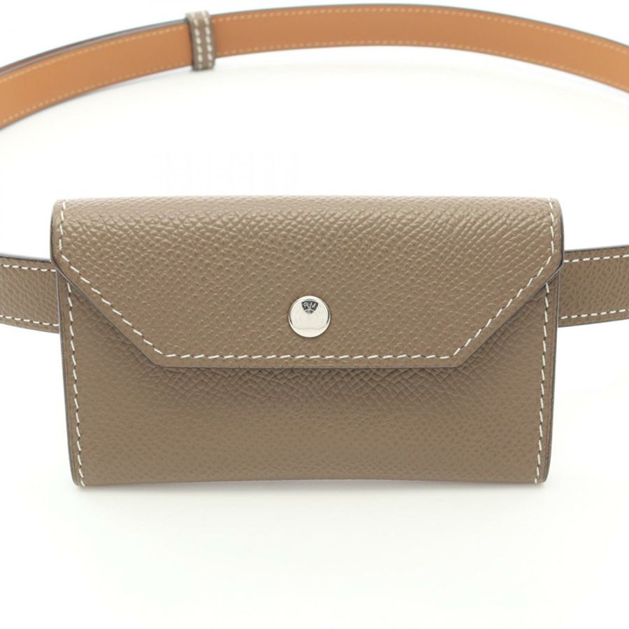愛馬仕 Kelly Pocket 18 腰帶,Epsom 皮革,灰褐色,二手,女士,U SHW-5