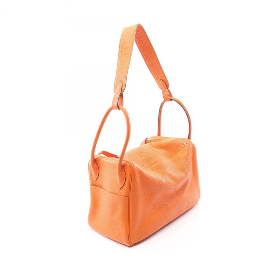 愛馬仕 Lindy 34 單肩包,Taurillon 皮革,橙色,二手,女士,M 碼,帶五金配件-1