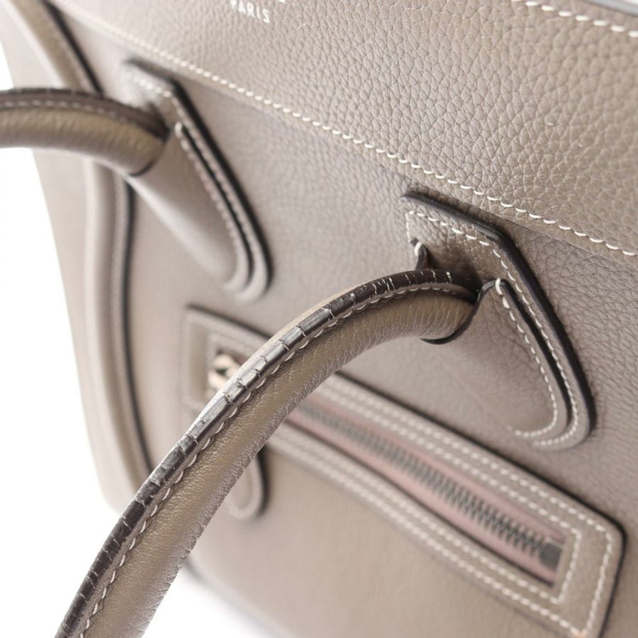 CELINE Luggage 迷你購物手提包,米色皮革,二手女款-9