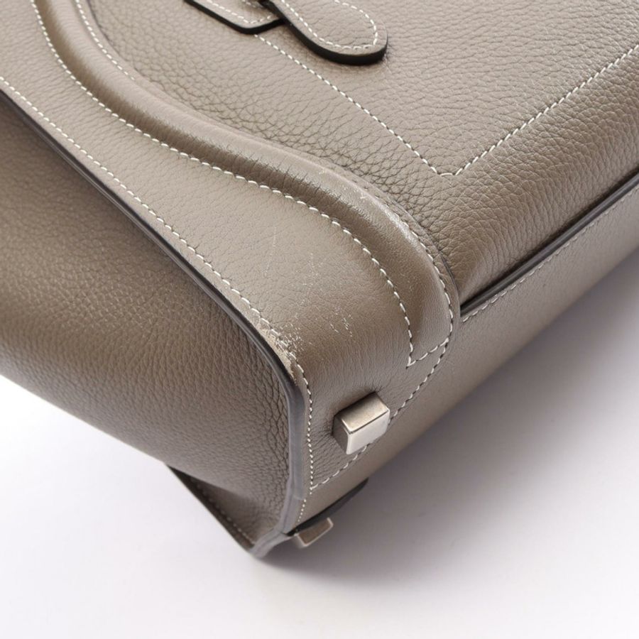 CELINE Luggage 迷你購物手提包,米色皮革,二手女款-15
