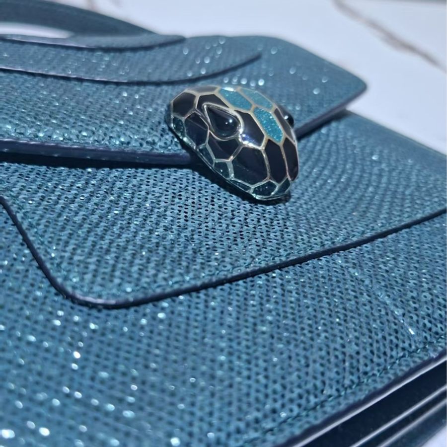 Bvlgari Serpenti Forever Emeral Green Color Onyx  Shoulder Bag (80% New)-2