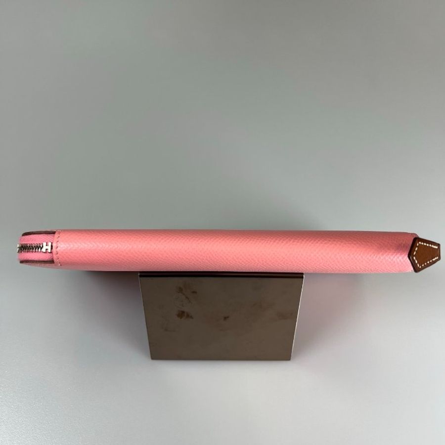 HERMES Y刻 粉色絲巾長夾-5