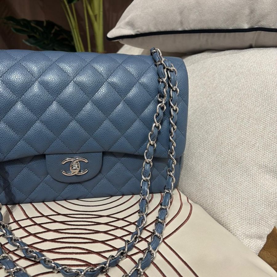 Chanel classic flap 30cm jumbo A58600荔枝牛皮銀扣,-5