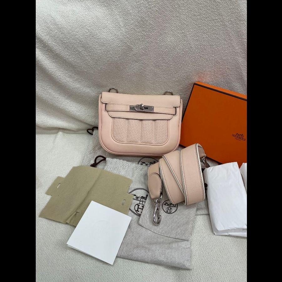 Hermes Mini Berline 21cm P1 薔薇粉 銀扣-0