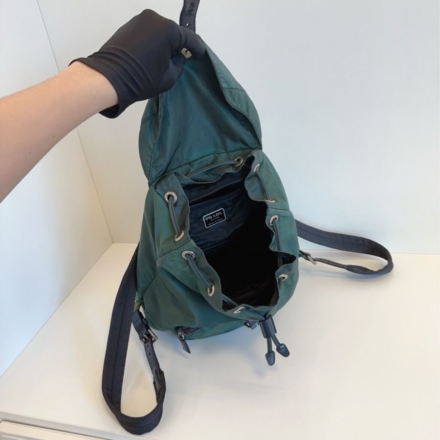 ✨Prada普拉達|綠色降落傘帆布|雙肩包書包|98新-8