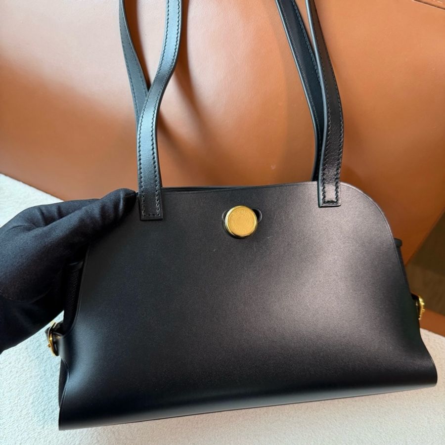 ⭐Hermes愛馬仕Tablier Sellier 26 黑金帆布拼皮手提單肩包k刻 💛正品-2