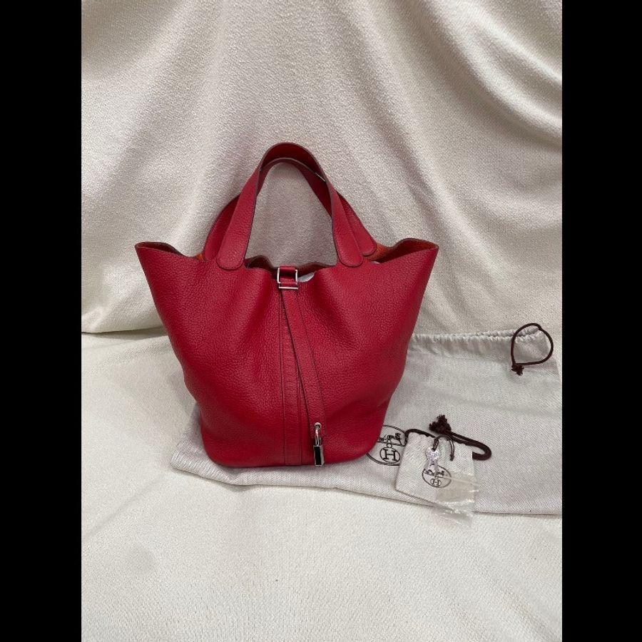 Hermes Picotin 26 Q5國旗紅 銀扣-15