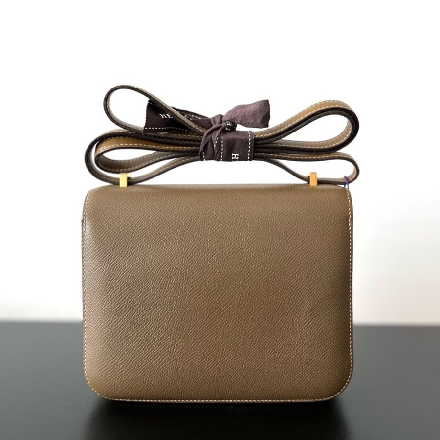✨愛馬仕/Hermes 康康19 mini 斜背包大象灰 金扣 Z刻ep皮 五金有膜❤️正品-1
