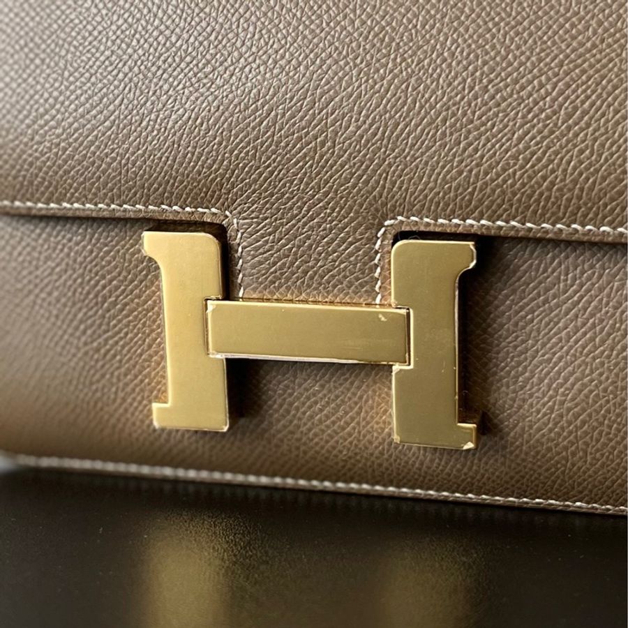 ✨愛馬仕/Hermes 康康19 mini 斜背包大象灰 金扣 Z刻ep皮 五金有膜❤️正品-5