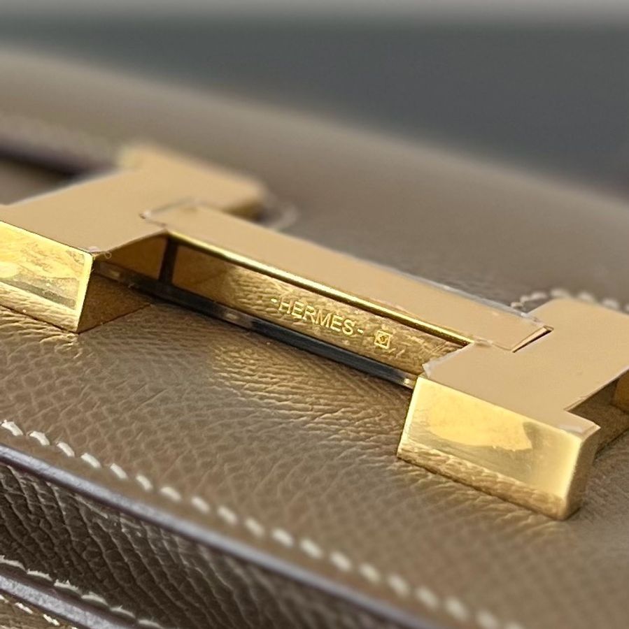 ✨愛馬仕/Hermes 康康19 mini 斜背包大象灰 金扣 Z刻ep皮 五金有膜❤️正品-6