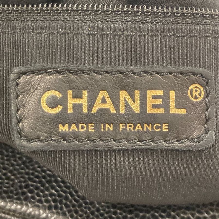 CHANEL 香奈兒 Vintage 肩背包 魚子醬牛皮 HOBO 黑色 金釦-7