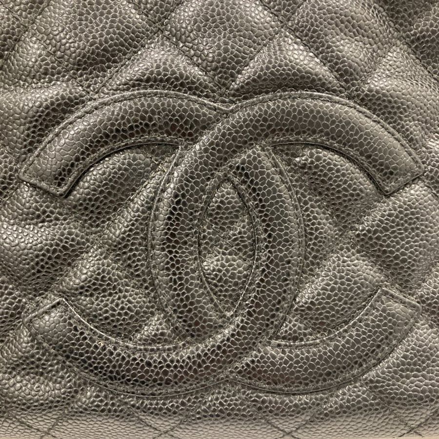 CHANEL 香奈兒 Vintage 肩背包 魚子醬牛皮 HOBO 黑色 金釦-8