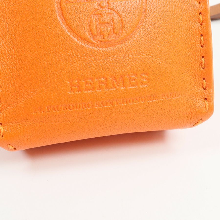 HERMES Milo皮革Sac Orange Bag Charm掛飾Orange-4