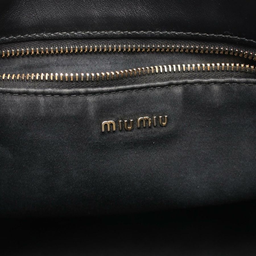 Miu Miu 壓花logo單肩斜背包 5BB111 黑色皮革二手 女士-3