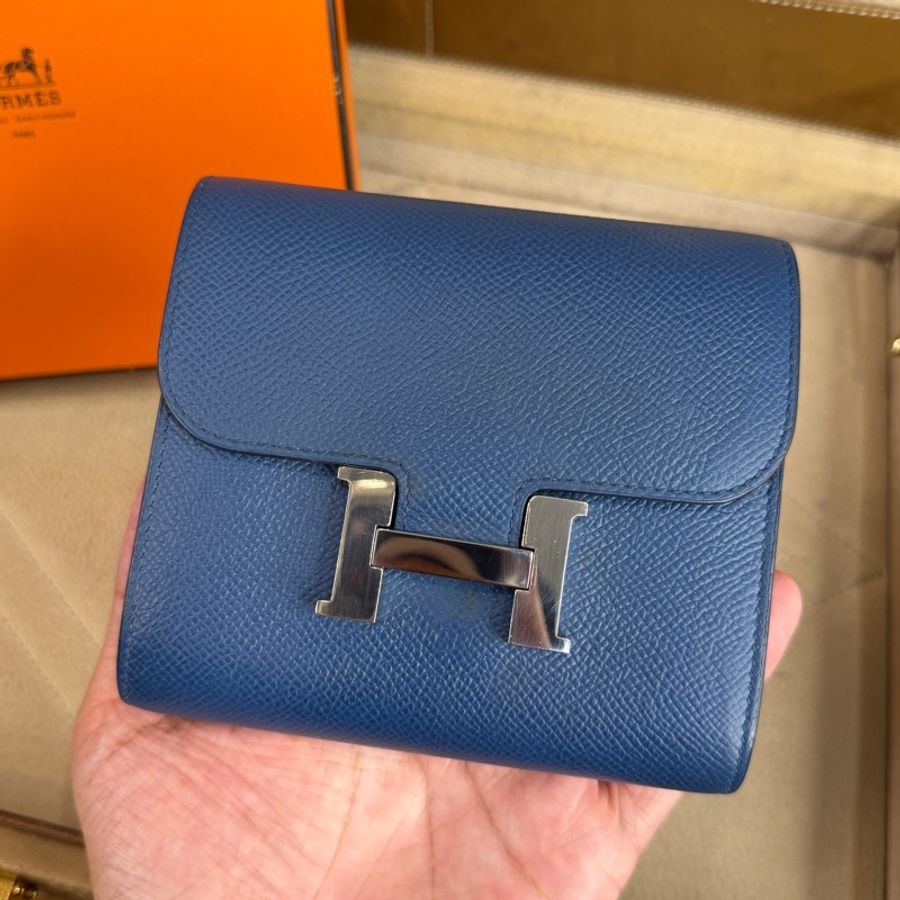 Hermès 海軍藍Epsom Constance短夾💙品相優-1