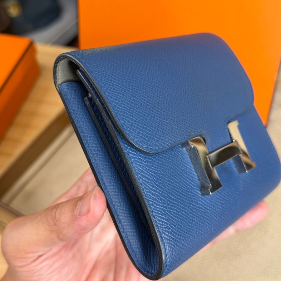 Hermès 海軍藍Epsom Constance短夾💙品相優-2