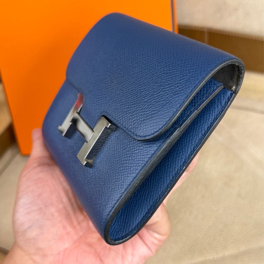 Hermès 海軍藍Epsom Constance短夾💙品相優-3