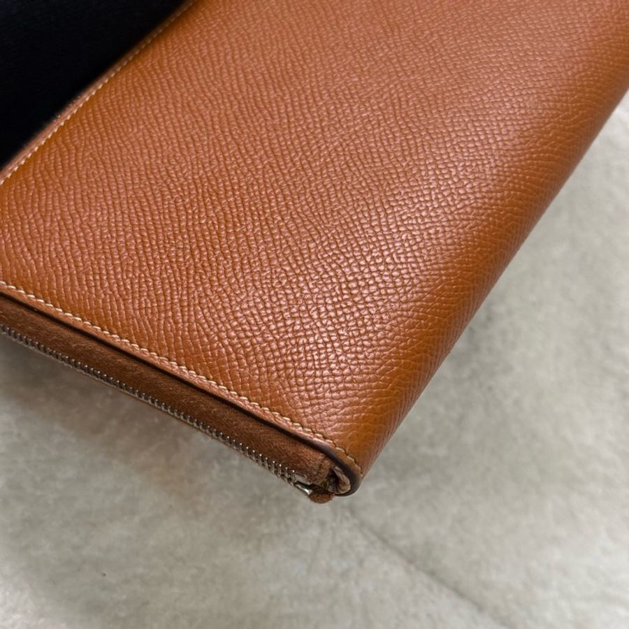 Hermes Silk'In 焦糖棕色絲巾長夾 🎠復古馬戲團幾何內裏-16