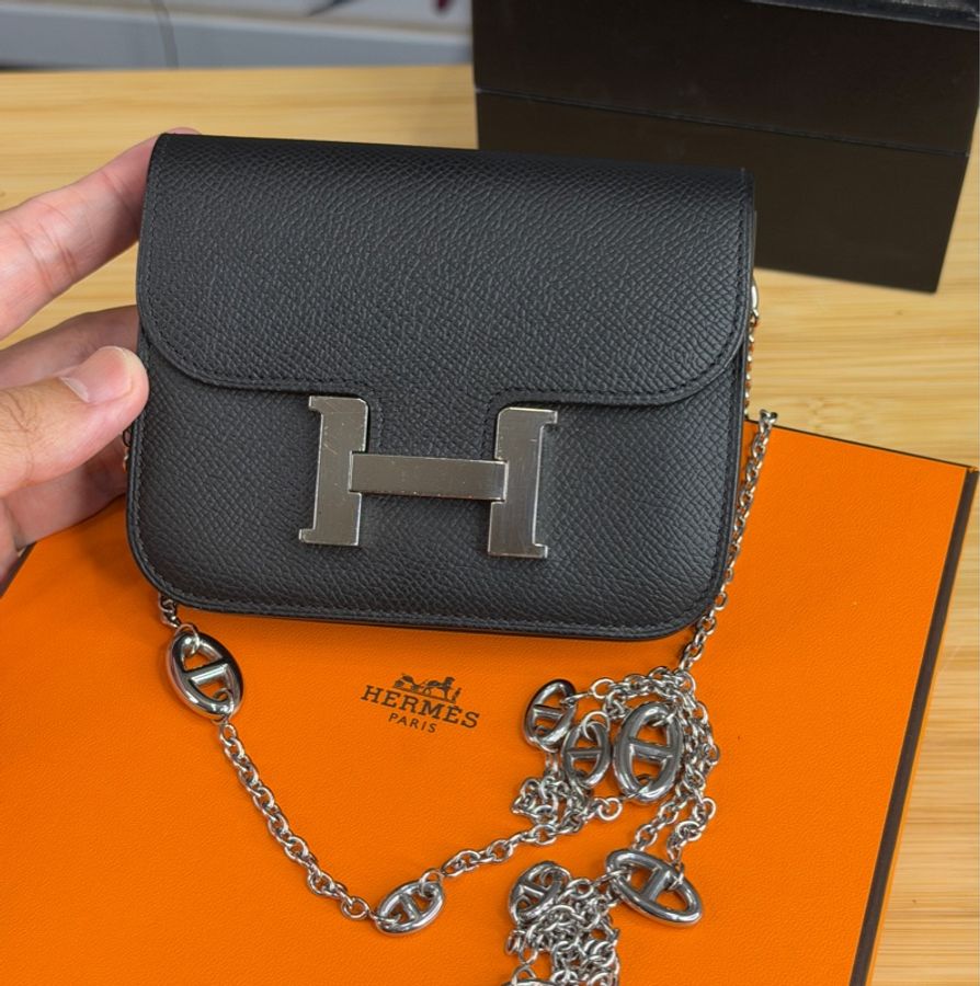 上架中🔑Hermès 黑銀Constance迷你肩背-25