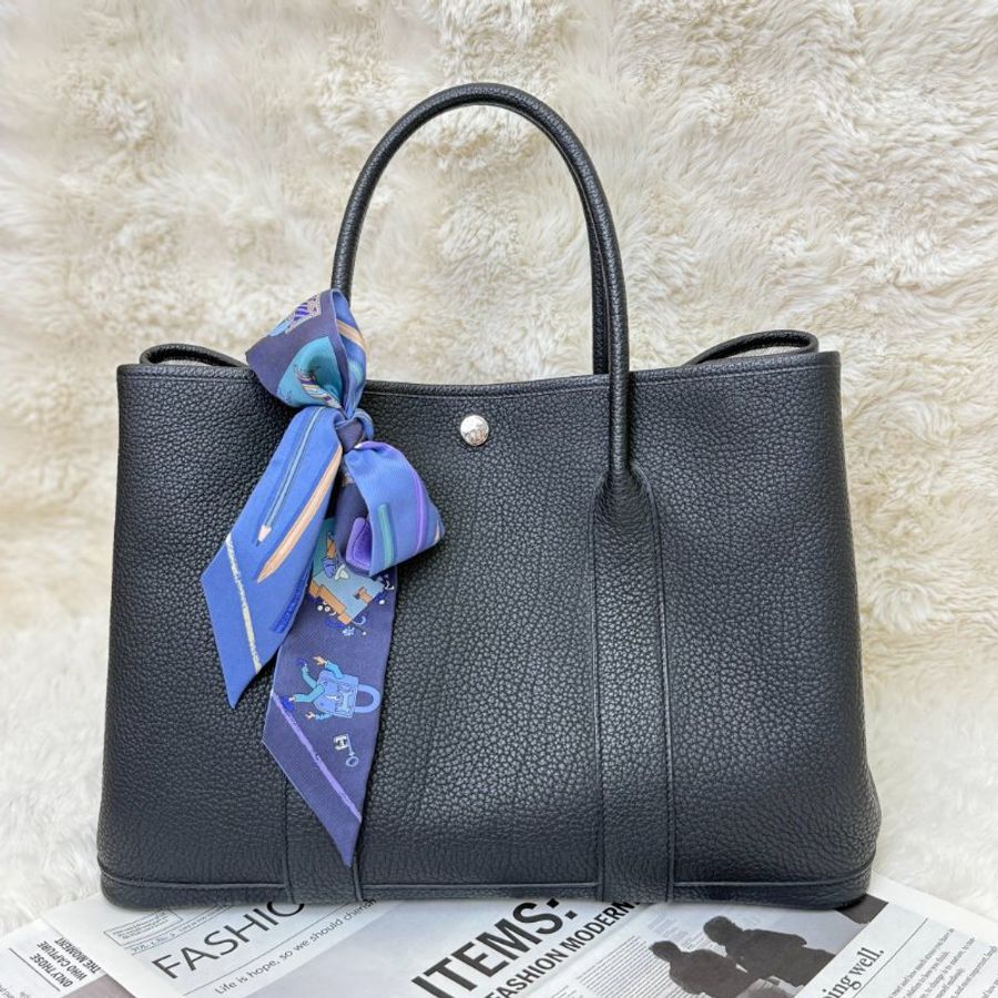 Hermès garden party 花園 黑色 Taurillon Nobillo 36 銀扣-0