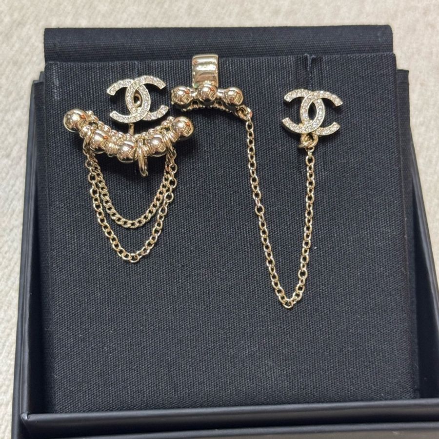 Chanel 香奈兒 不規則ab款多戴法流蘇鏈條耳釘 附件 盒子-4