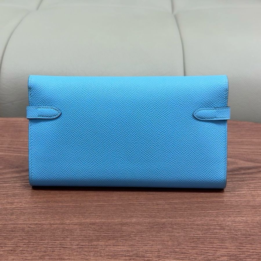 🌈Hermes🩵Kelly Wallet 糖果藍銀扣🩵99新閑置🌈Epsom皮🌟kellywallet🌟kelly🌟愛馬仕🌟-9