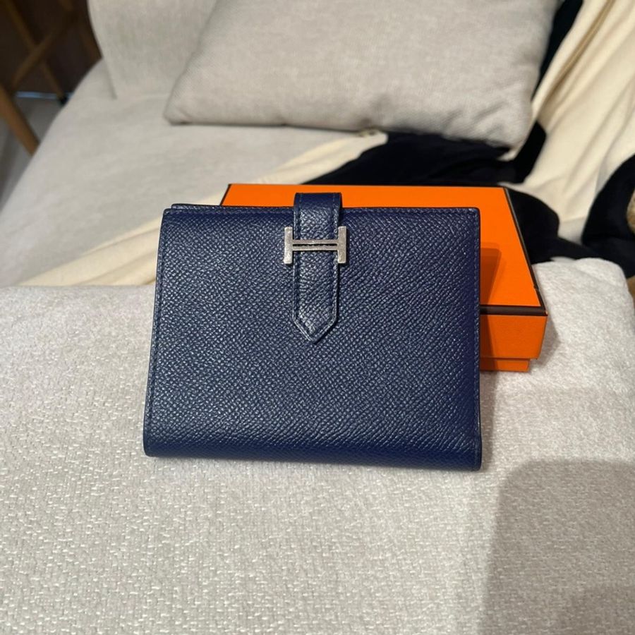HERMES BEARN WALLET Epsom 牛皮,午夜藍 Stamp X-0