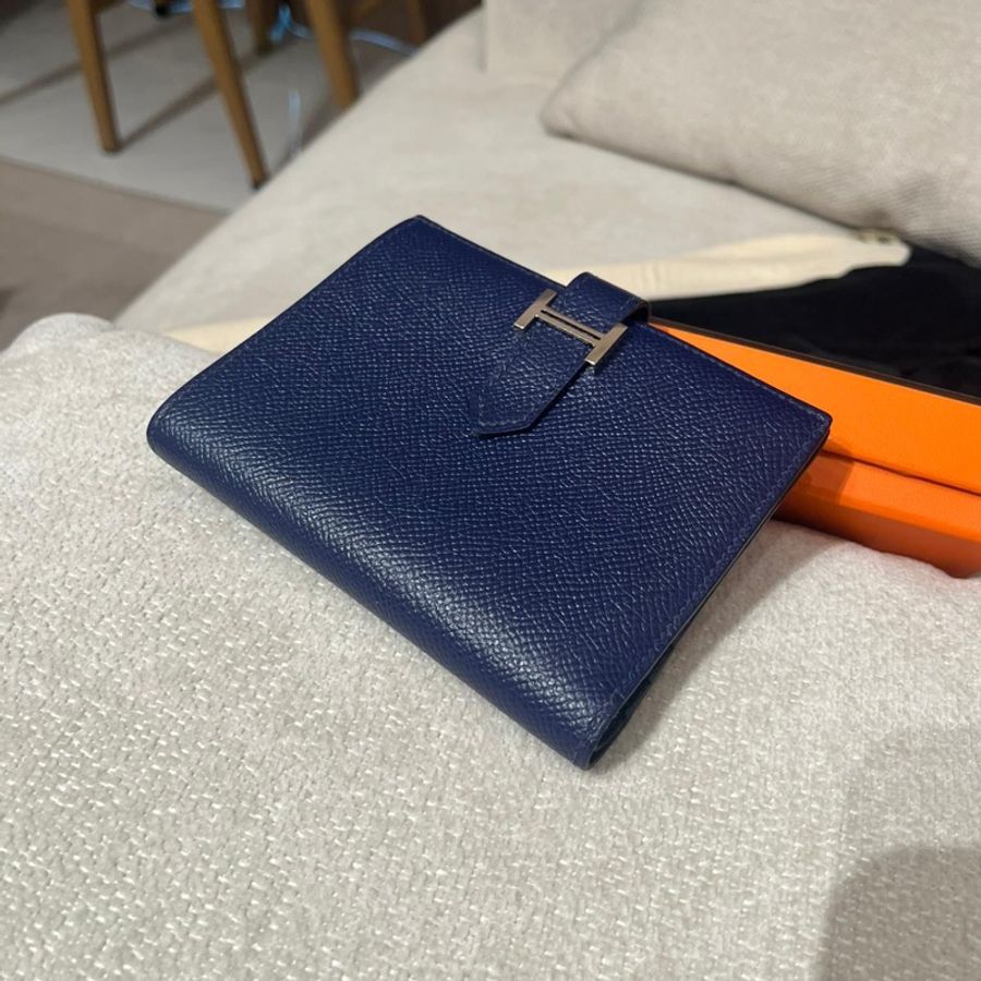 HERMES BEARN WALLET Epsom 牛皮,午夜藍 Stamp X-5