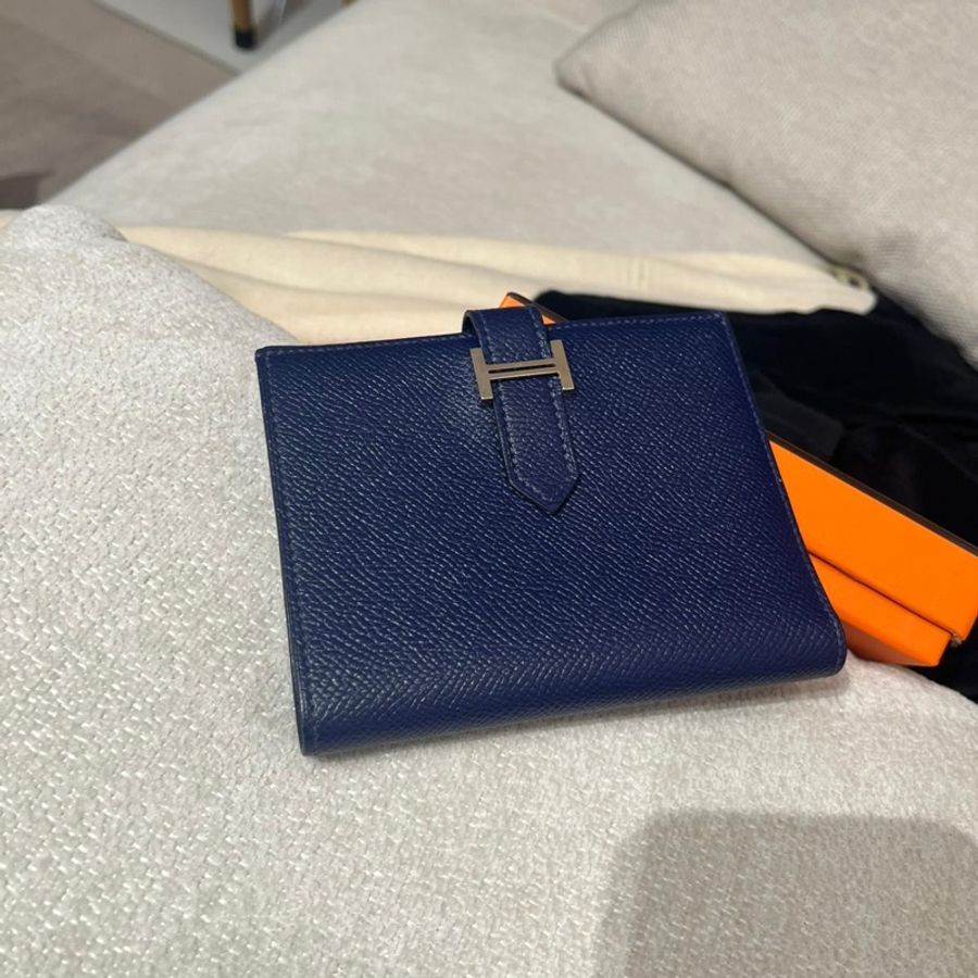 HERMES BEARN WALLET Epsom 牛皮,午夜藍 Stamp X-6