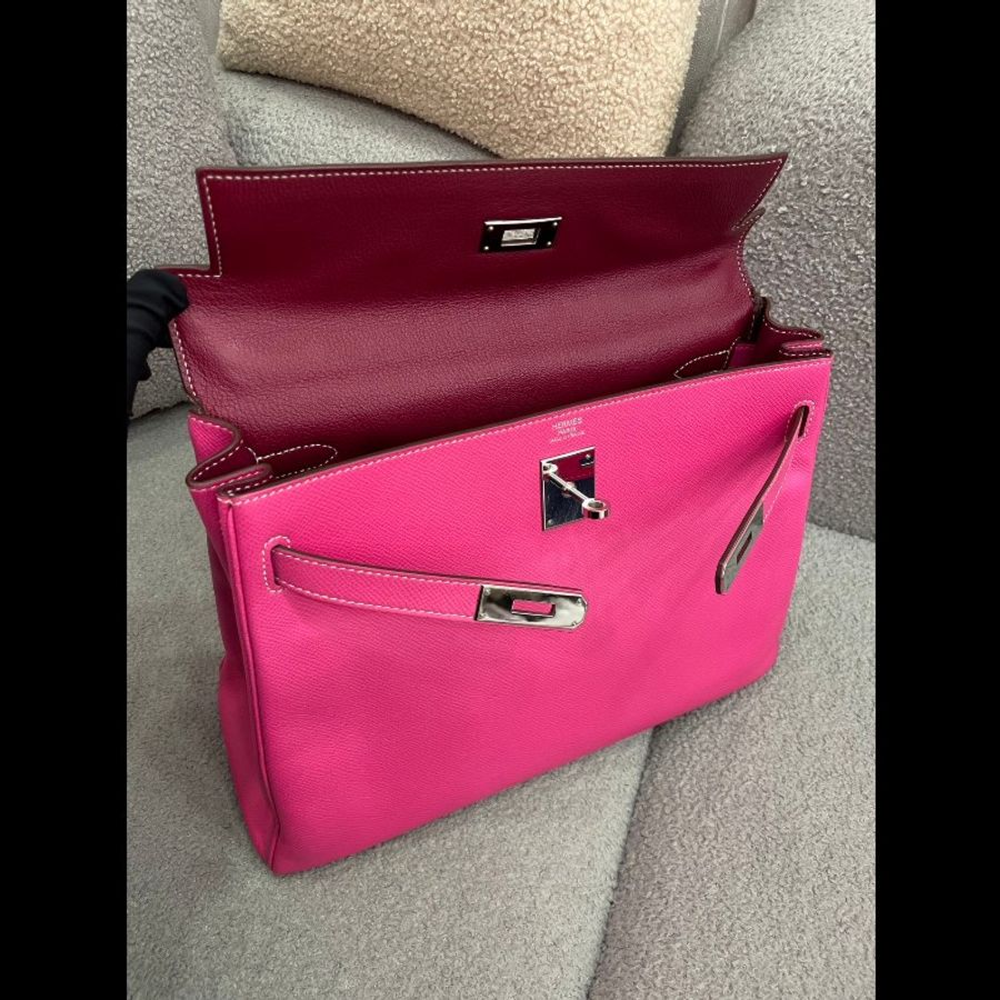 Hermes Kelly 32 E5/K5 糖果粉內拼扥斯卡紫 -9