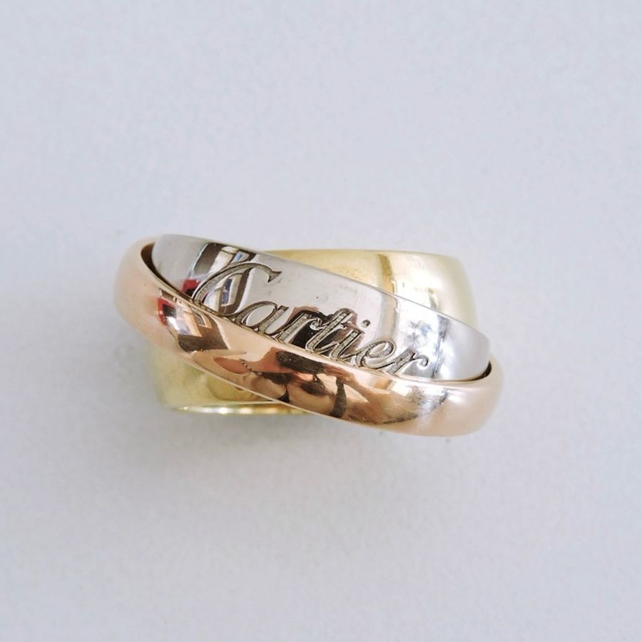 二手 Cartier 卡地亞 限量 絕版 Trinity系列 三環大型寬版戒指-6
